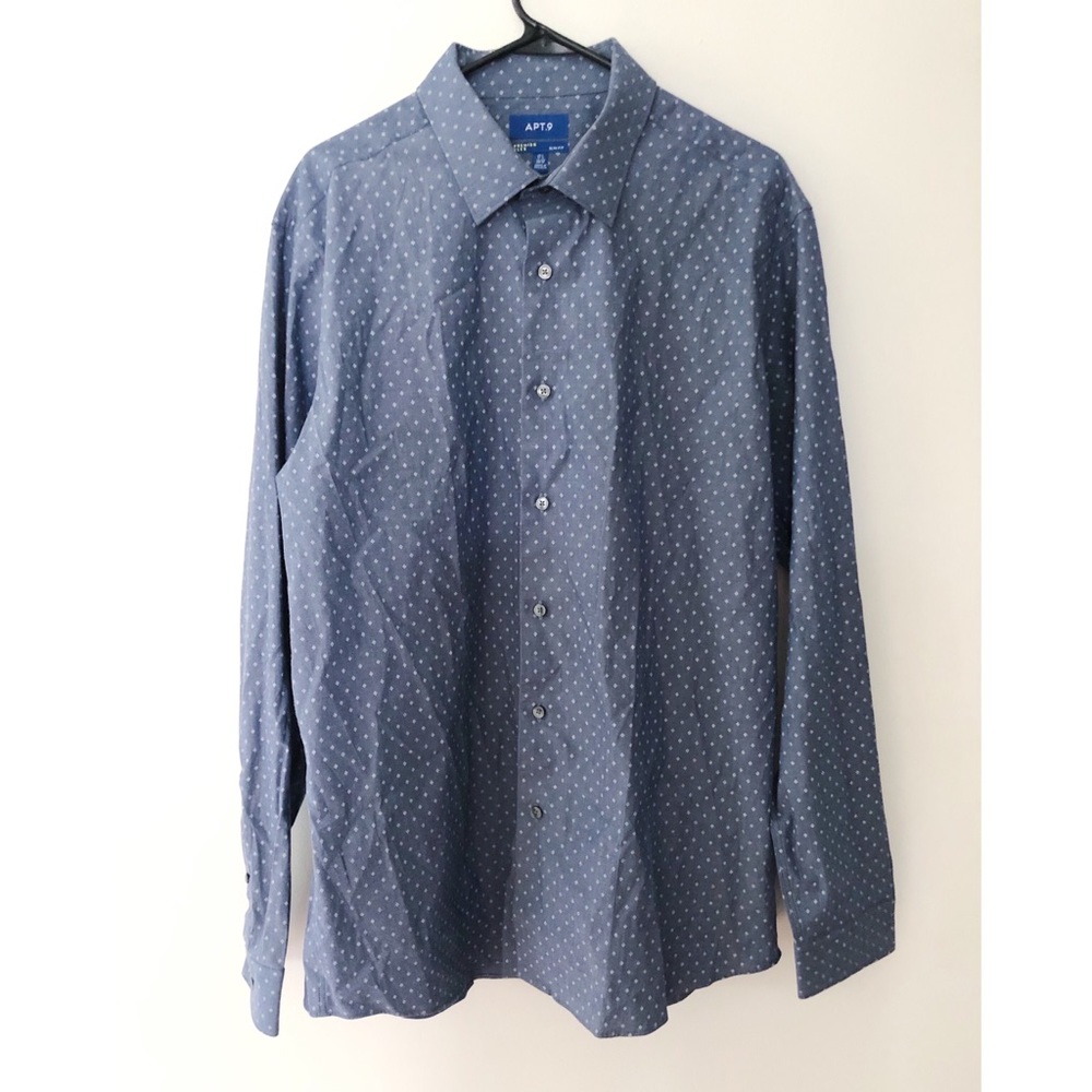 Apt. 9 Slim Fit Premier Flex Blue Botton Up